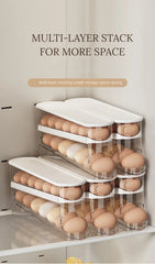 2-Tier Rolling Egg Storage Box – Automatic Dispenser for Refrigerator