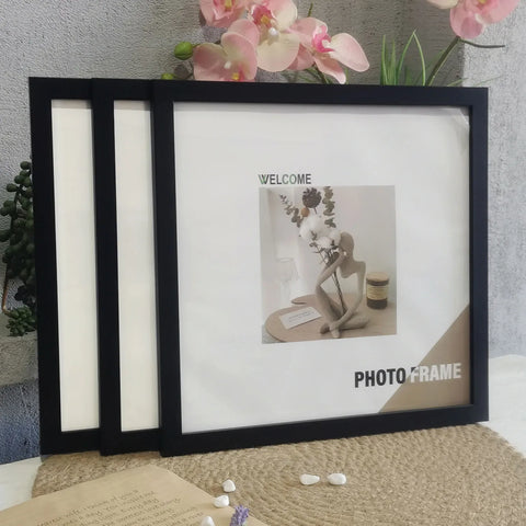 3Pcs Wooden Square Photo Frames for Wall & Desk