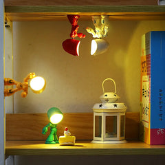Mini Cartoon Pet Table Lamp – Folding, Dimmable, Battery-Powered LED Light