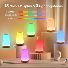 13-Color Changing RGB Night Light – Touch & Remote Control, USB Rechargeable