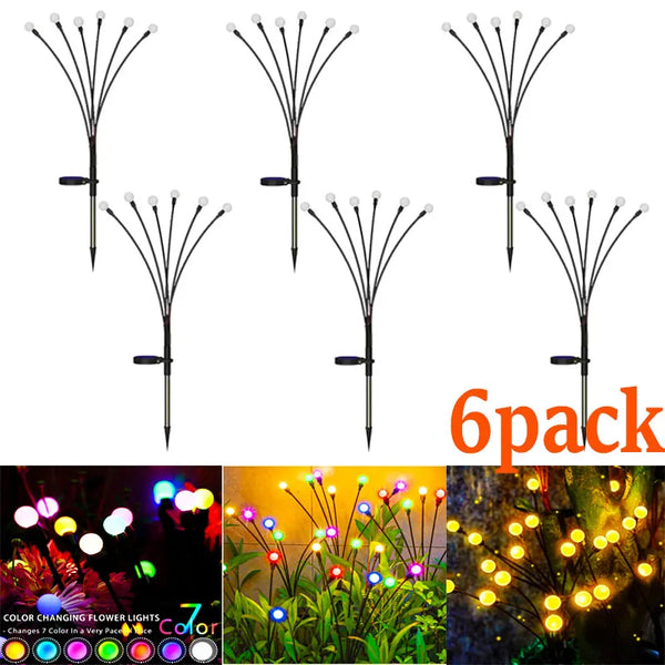 12-Pack Solar Firefly Lights – Waterproof Starburst Garden & Pathway Lamps