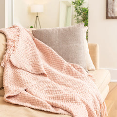 Chenille Basket Weave Throw Blanket – Steel Grey Polyester