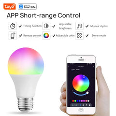 Bluetooth RGB LED Smart Bulb – E27 15W Dimmable with App & Remote Control