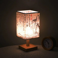 Chinese Style LED Table Lamp – Dimmable Night Light with Fabric Lampshade
