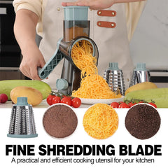 LMETJMA 3-in-1 Rotary Cheese Grater & Vegetable Slicer