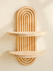 Boho Wooden Wall Shelves – 1 & 2-Tier Geometric Design