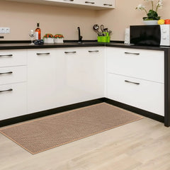 Linen Weave Kitchen Floor Mat – Anti-Slip, Oil-Resistant Twill Rug with Rubber Backing