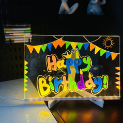 LED Note Board Night Light – Erasable Acrylic Message Board with 7 Color Pens