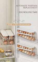 2-Tier Rolling Egg Storage Box – Automatic Dispenser for Refrigerator