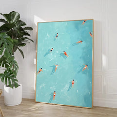 Summer Pool Party Wall Art – Nordic Canvas Print for Living Room Decor