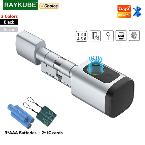 RAYKUBE V1 Smart Cylinder Lock – Tuya BLE, Fingerprint & Password Unlock