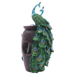 Peacock Waterfall Fountain – Feng Shui Desktop Resin Decor