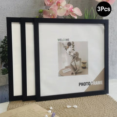 3Pcs Wooden Square Photo Frames for Wall & Desk